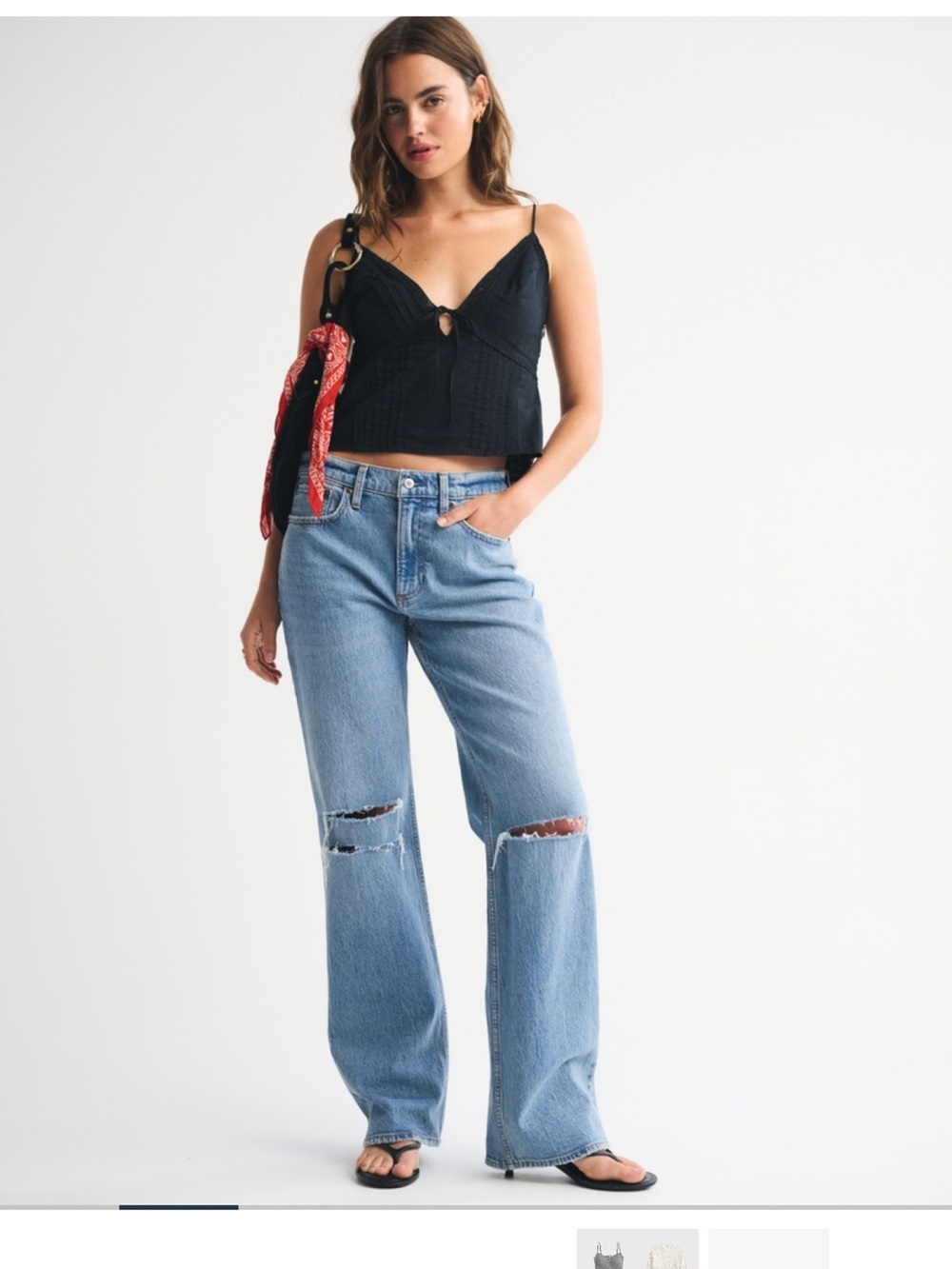 Abercrombie & Fitch Light Blue Ripped Wide-Leg Jeans